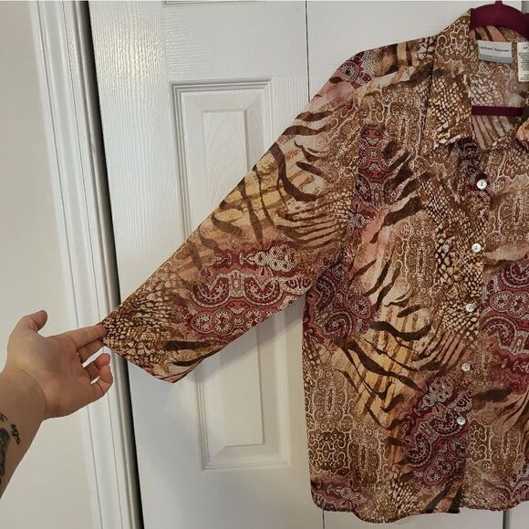 NWOT Alfred Dunner 3/4 length sleeve button-down blouse - Picture 3 of 5